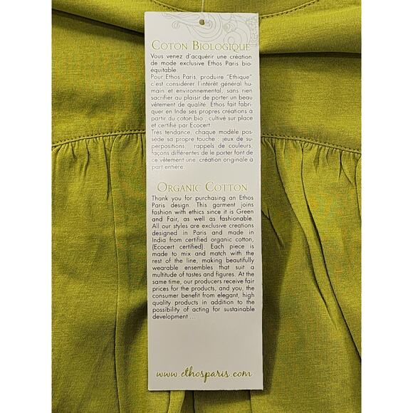 NEW Ethos Paris Tornado Long Sleeve Top Size M Green Scoop Neck Organic Cotton - Picture 4 of 10